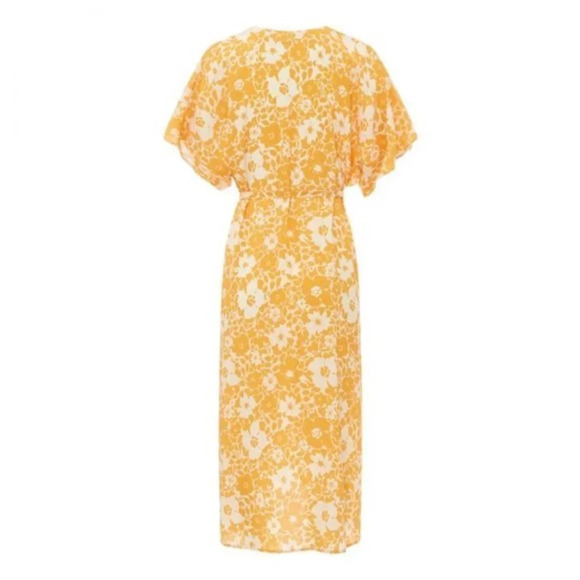 Alma Deia Yellow Print Twist Front Midi Dress NWT 38 M - Picture 12 of 12